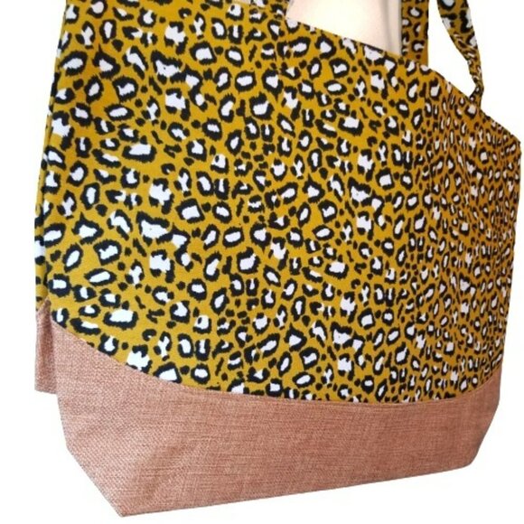 Jute Tote Large Bag Leopard Print πNWT - Picture 3 of 6